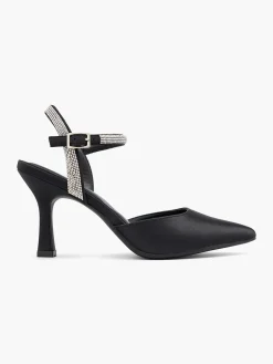 Black Diamante Strapped Heel
