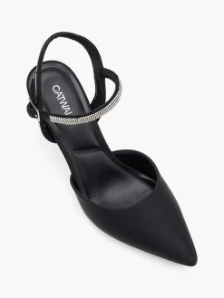 Black Diamante Strapped Heel