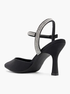 Black Diamante Strapped Heel