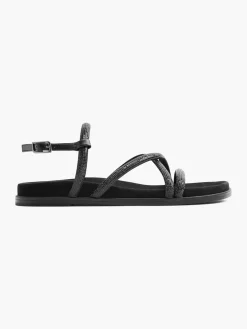 Black Diamante Strapped Sandal