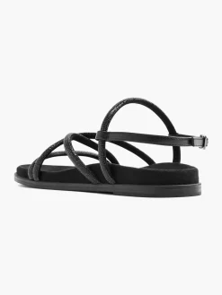 Black Diamante Strapped Sandal