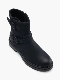 Black Double Buckle Ankle Boot