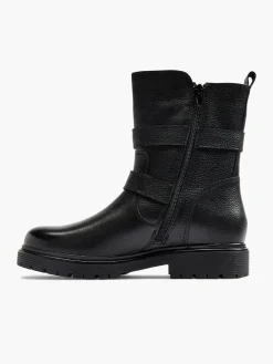 Black Double Buckle Fur Lined Boot
