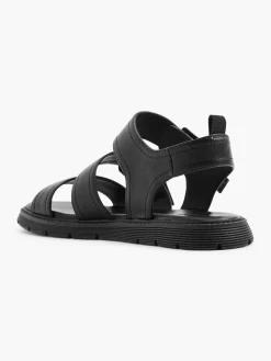 Black Double Buckled Flat Sandal