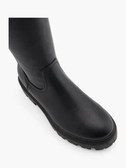 Black Elasticated Back Chunky Soled Boot