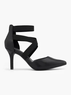 Black Elasticated Strapped Heel