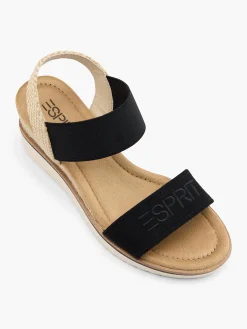 Black Espadrille Detail Wedge Sandals