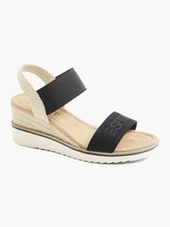 Black Espadrille Detail Wedge Sandals
