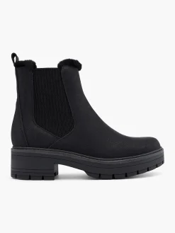 Black Faux Fur Lined Chelsea Boot