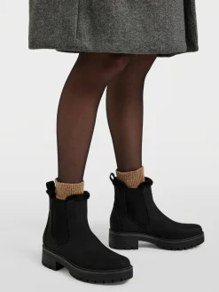 Black Faux Fur Lined Chelsea Boot