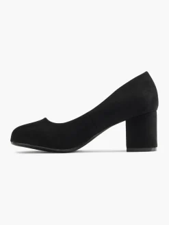 Black Faux Suede Block Heel Shoe