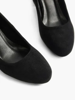 Black Faux Suede Block Heel Shoe