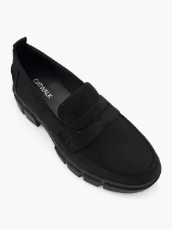 Black Faux Suede Chunky Loafer