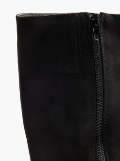 Black Faux Suede Platform Heeled Long Leg Boot