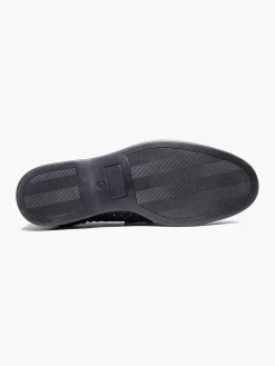Black Formal Leather Woven Slip-On Loafer