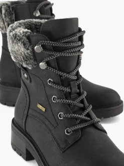 Black Fur Lined Lace Up Boot