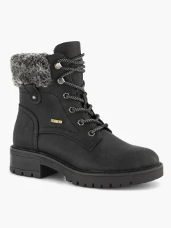 Black Fur Lined Lace Up Boot