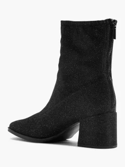 Black Glitter Block Heeled Boot