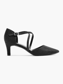 Black Glitter Cross Over Heel