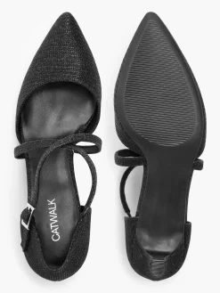 Black Glitter Cross Over Heel