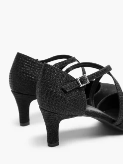 Black Glitter Cross Over Heel