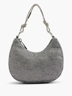 Black Glittery Handbag with Diamante Strap