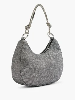 Black Glittery Handbag with Diamante Strap