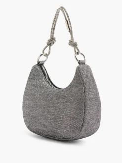 Black Glittery Handbag with Diamante Strap