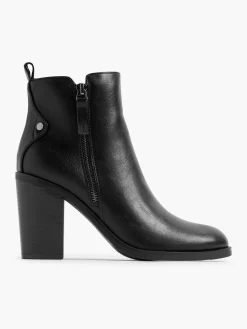 Black Heeled Ankle Boot with Zipper
