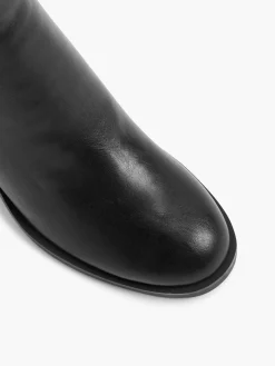 Black Heeled Ankle Boot with Zipper