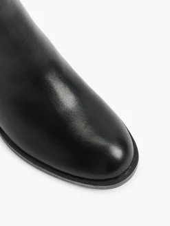 Black Heeled Ankle Boot with Gold Details