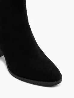 Black Heeled Chelsea Boot with Gem Details