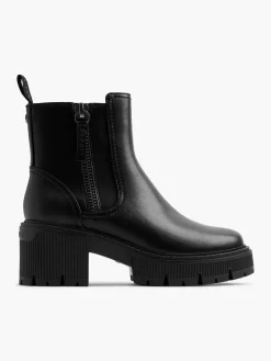 Black Heeled Chelsea Boot with Zipper