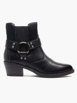 Black Heeled Western Biker Boot