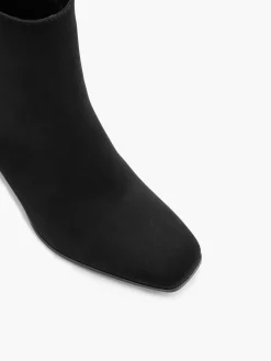 Black Imi Suede Heeled Boot with Zipper