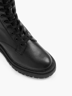 Black Lace Up Biker Boot