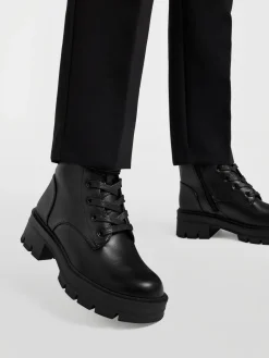 Black Lace Up Boot with Gem Strap