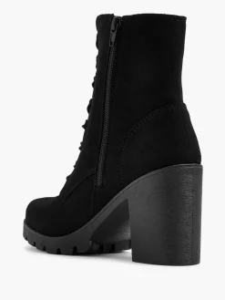 Black Lace Up Heeled Platform Boot