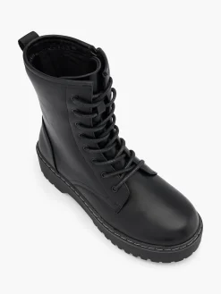 Black Lace Up Platform Biker Boot