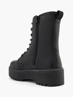 Black Lace Up Platform Biker Boot