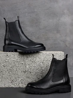 Black Leather Chelsea Boot