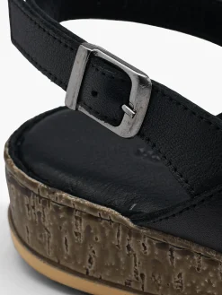 Black Leather Cross Strap Sandals