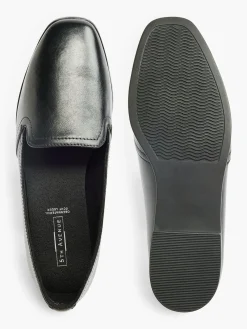 Black Leather Flat Loafer