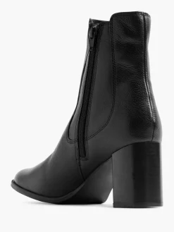 Black Leather Heeled Chelsea Boot