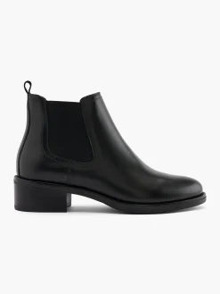 Black Leather Heeled Chelsea Boot