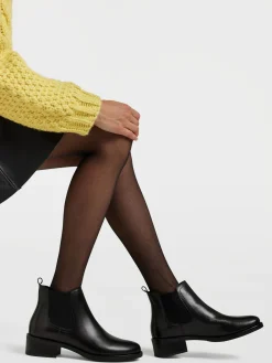 Black Leather Heeled Chelsea Boot