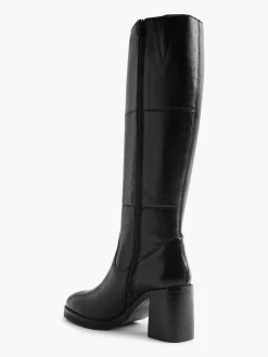 Black Leather Platform Long Leg Boot