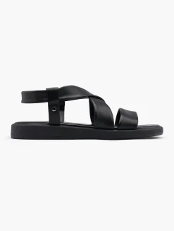 Black Leather Strapped Sandal