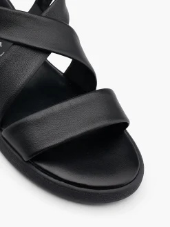 Black Leather Strapped Sandal