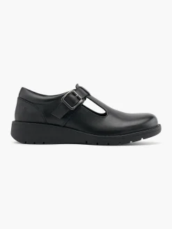 Black Leather T Bar Mary Jane Shoe